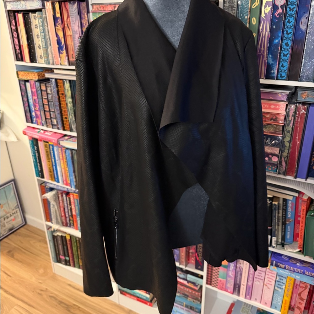 Catherine Malandrino Black Draped vegan leather Blazer